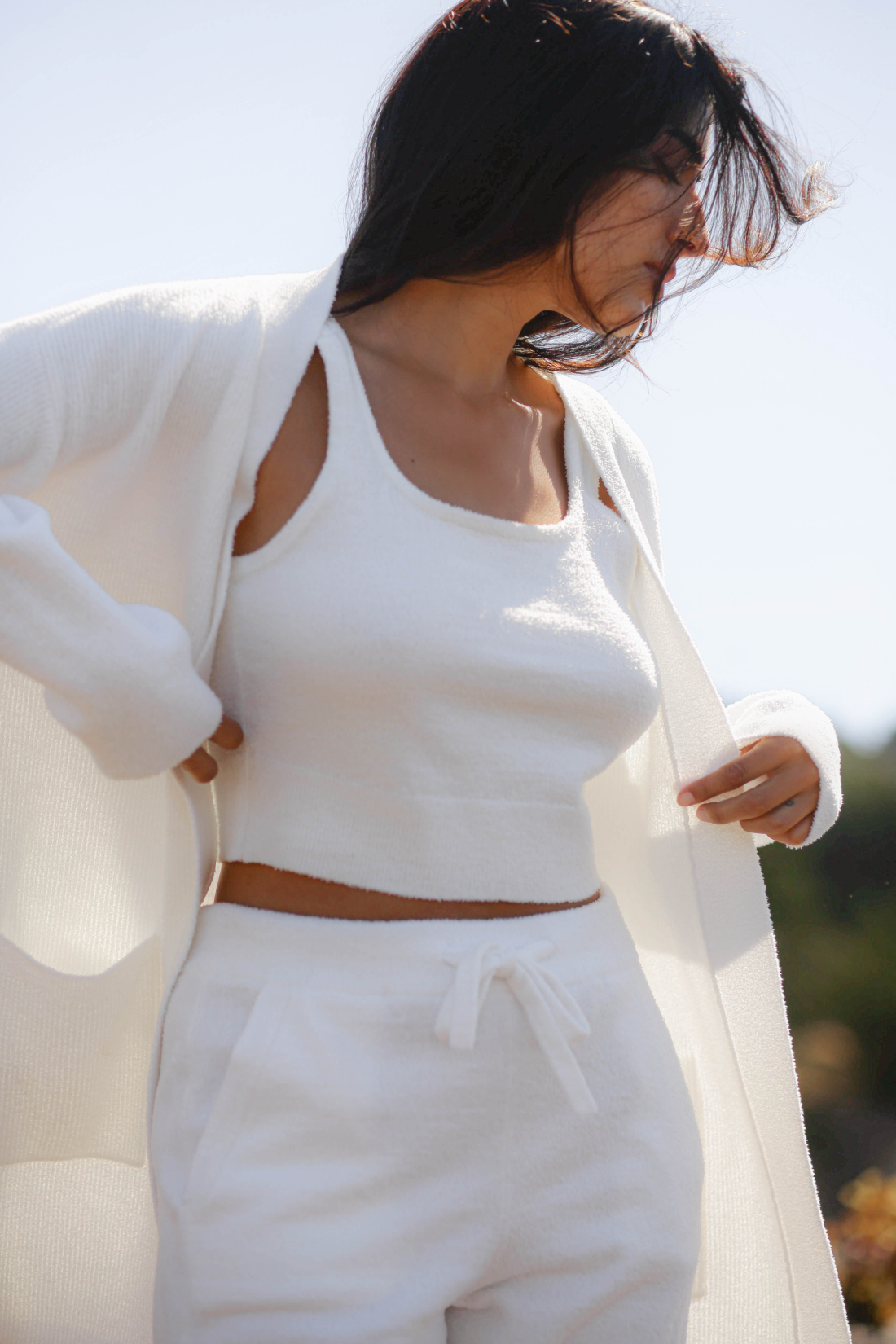 Recycled Boucle Cropped Tank - Ivory